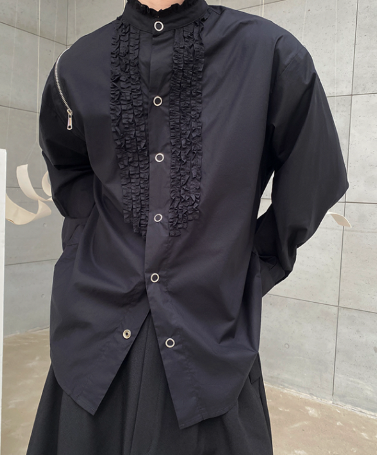 classical zip embellished shirt EN638