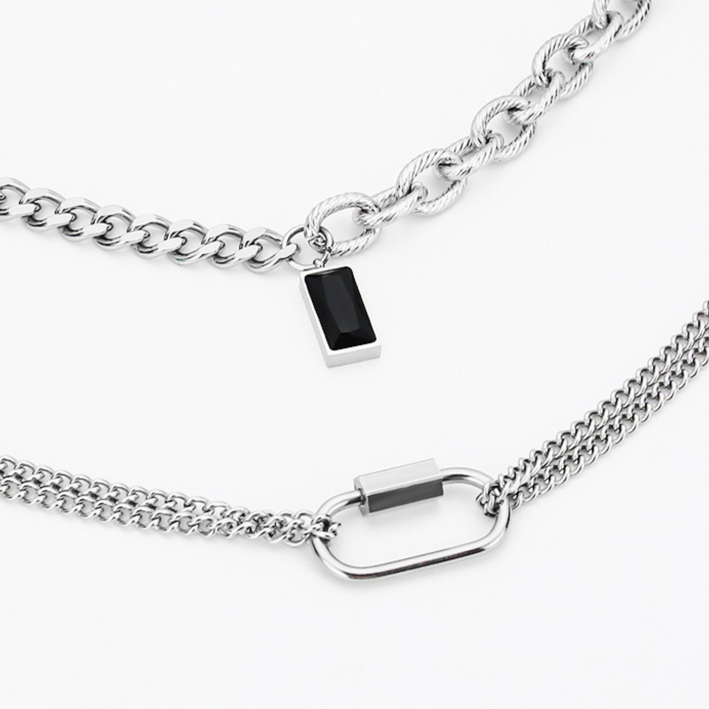 black stone double layer necklace EN506