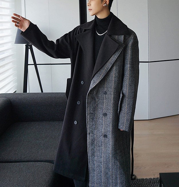 【最短2日でお届け「特急便」対応（Lサイズのみ）two-tone wool coat EN129