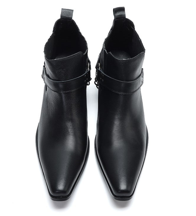 leather chain heel boots EN137