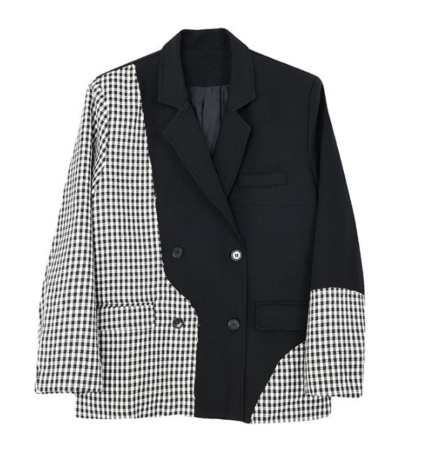 irregular check suit jacket EN145
