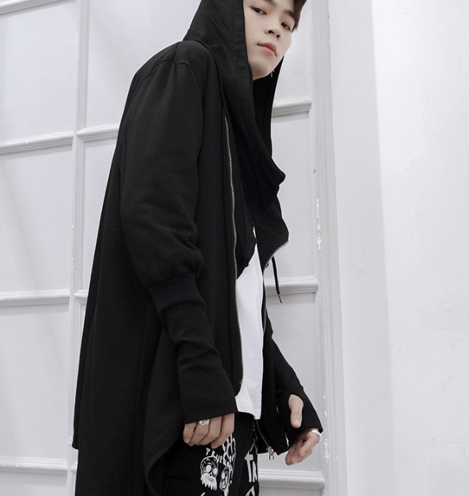 asymmetric dark cape hoodie EN073
