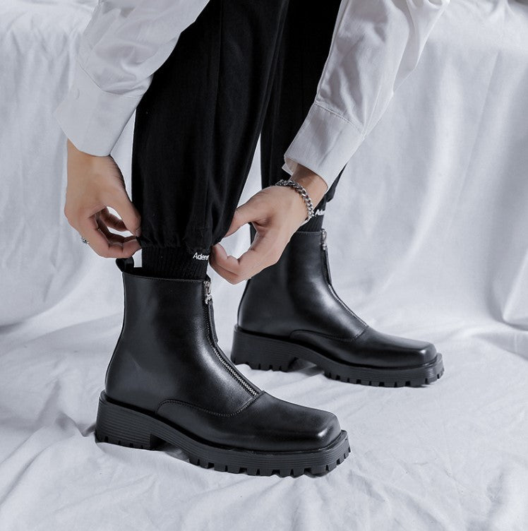 front zip square toe boots EN105